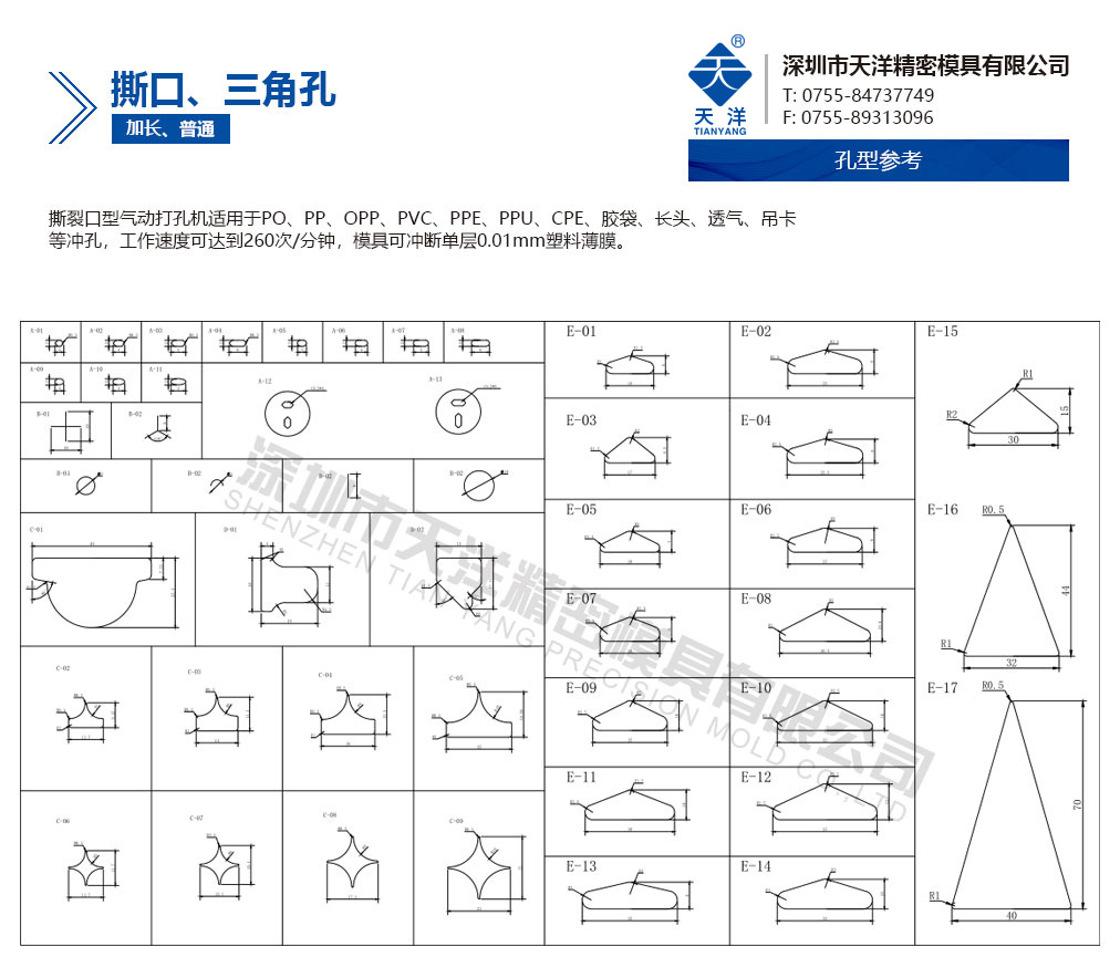 撕口、三角孔等